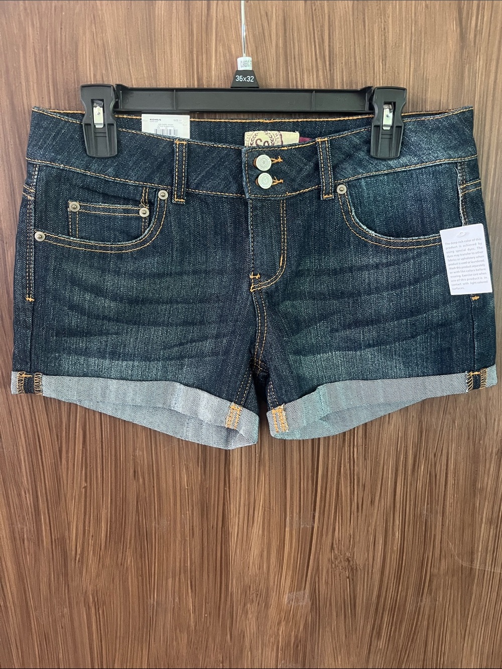 SO Dark Wash Double Button Shorty Shorts